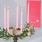 10 Inch Pink Taper Candles Set of 24, Dripless and Unscented Candle Sticks for Dinner, Shabbat, Halloween, Christmas, Wedding, 8 Hours