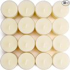32 Count Pure Beeswax Tealight Candles Bulk - 4 Hour Clean Burning, Smokeless Candles for Birthday Party,Wedding,Spa (Ivory)