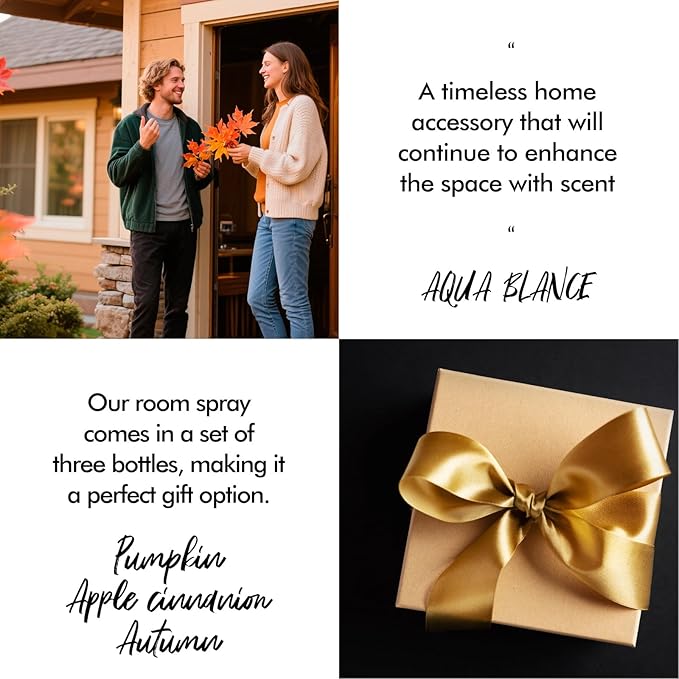 Fragrant Room Spray, Autumn, Apple Cinnamon, Pumpkin, 3 x 3.4 fl oz, Air Fresheners Odor Eliminator for Home, Bathroom, Concentrated Room Spray