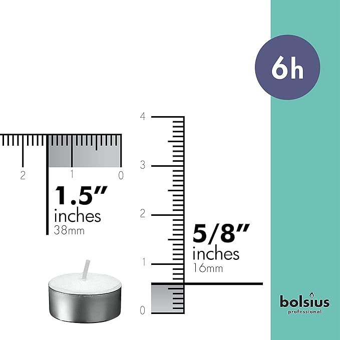 BOLSIUS Tea Lights Candles - Pack of 200 White Unscented Candle Lights with 6 Hour Burning Time - Tea Candles for Wedding, Home, Parties, and Special Occasions