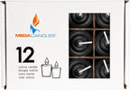 Mega Candles 12 pcs Unscented Black Votive Candles, Hand Poured Wax Candle 10 Hours 1.38 Inch x 1.5 Inch, Home Décor, Wedding Receptions, Centerpieces, Occasions, Events, Festivities, Meditations