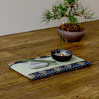 Asayu Mini Tatami mat Made of Real Igusa Rush Grass, Made in Japan, for Bonsai, Doll Stand, Coaster, Incense Holder (Blue)