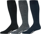 Merino Wool Dress Socks for Men – Over-the-Calf, Ribbed Wool Dress Socks for Size 8-12 – Breathable, Reinforced Heel and Toe