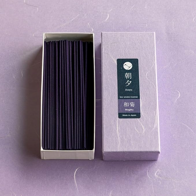 Asayu Japanese Low Smoke Incense Sticks Wagiku Japanese Chrysanthemum Scent (40gr), Made in Japan Quality (Wagiku Japanese Chrysanthemum 40gr)