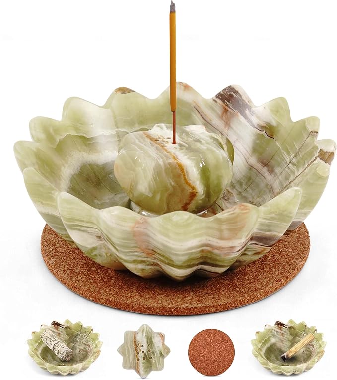 Radicaln Marble Incense Holder 5.5" Inches Green Handmade Palo Santo Stick for Home Décor, Modern Incense Holder for Sticks, Citronella incenses Stick for Room & Office Aromatherapy