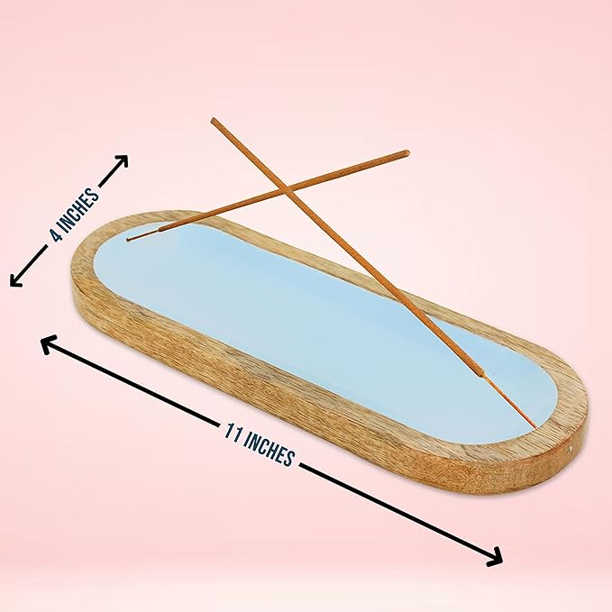 Raajsee Hand Painted Incense Holder,Wooden Incense Burner,Ash Catcher, Incense Tray 11x4x1.5 Inches, Best for Home Fragrance-Aesthetic Room Décor