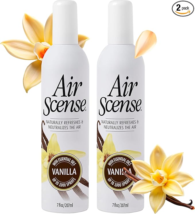 Air Scense Air Freshener Deodorizer Room Spray for Bathroom & Home, Essential Oils, Natural Vanilla- 7 fl oz (2-Pack)