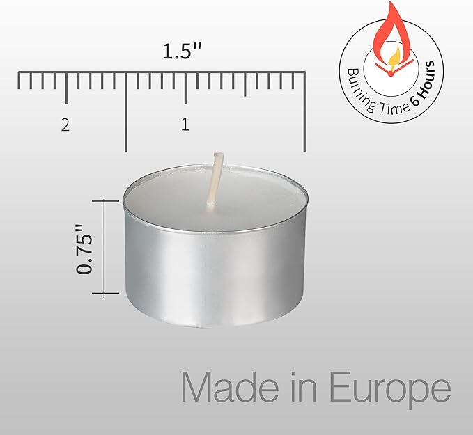 HomeLights Unscented White Tealight Candles -100 Pack, 6 to 7 Hour Burn Time Smokeless, Mini Votive Paraffin Candles with Cotton Wicks for Shabbat, Weddings, Christmas, Home Decor