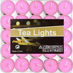 OUO Tea Lights - 50 Pack Smokeless, Dripless & Long Lasting Mini Tealight Candles for Mood, Dinners, Parties, Home Decoration, Wedding, Crafts (Pink)