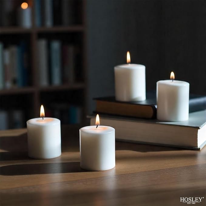 Hosley Set of 144 Unscented White Votive Candles – Bulk Pack, Clean-Burning, Long-Lasting 10-12 Hour Burn Time – Ideal for Weddings, Home Décor, Spa, and Events