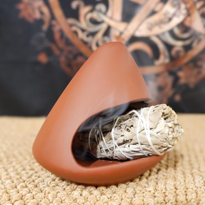 Terracotta Zongzi Palo Santo Holder–Elegant Sage Cone Incense Dish for Zen Meditation Altar, Energy Cleansing&Yoga Spa–Perfect for Mindfulness, Aromatherapy, Stress Relief&Spiritual Decor Gift