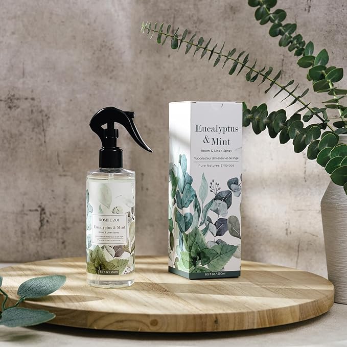 Linen & Room Air Freshener Spray Room Mist, with Natural Plant Extract, Eucalyptus & Mint Scent, 8.5 FL OZ.