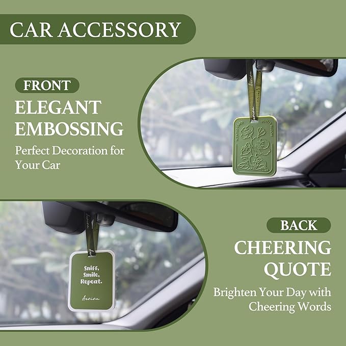 Car Air Freshener, 2 Pack White Tea Scented Sachets for Closet and Drawer, Long-Lasting Home Fragrance Sachets, Car Mirror Hanging Air Freshener & Accessories