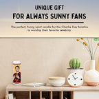 Charlie Celebrity Glass Jar Candle – Unscented Handmade Soy Wax Votive Candle – Unique Gift for Always Sunny Fans – Home Decor Collectible for Living Room & Office – 8 Inch