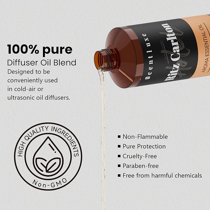 Oil Diffuser Essential Oils Inspired by The Ritz Carlton Scent - Orange, Musk for Aromatherapy Waterless Diffusers 250mL 8.45 Fl Oz Glass Dropper Bottle Fragrance Oil