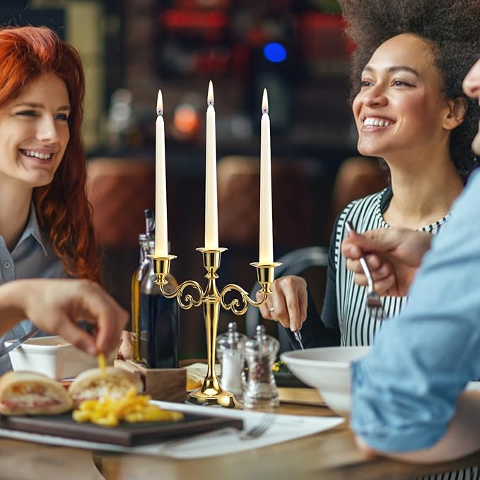 flamecan Ivory Taper Candles, Set of 40 Unscented and Smokeless 10 Inch Taper Candles Long Burning, Paraffin Wax with Cotton Wicks for Burning Approxinately 7-8 Hours Time