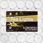 OUO Tea Lights - 50 Pack Smokeless, Dripless & Long Lasting Mini Tealight Candles for Mood, Dinners, Parties, Home Decoration, Wedding, Crafts (White)
