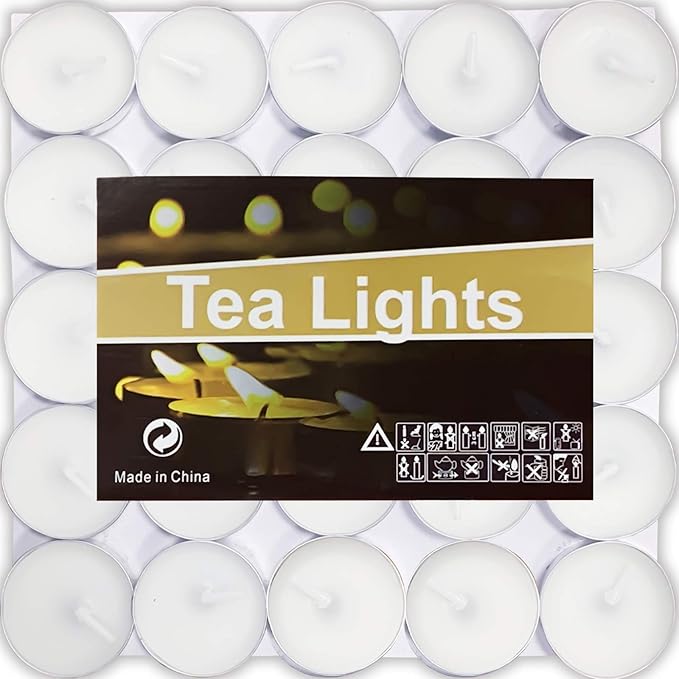 OUO Tea Lights - 50 Pack Smokeless, Dripless & Long Lasting Mini Tealight Candles for Mood, Dinners, Parties, Home Decoration, Wedding, Crafts (White)