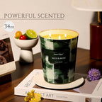 HomeLights 3-Wick Candles for Home Scented - 34oz Soy Wax Blend Candle Long-Lasting Fragrance, Scandinavian Minimalist Design Home Decor and Housewarming Gifts, Sage & Moss