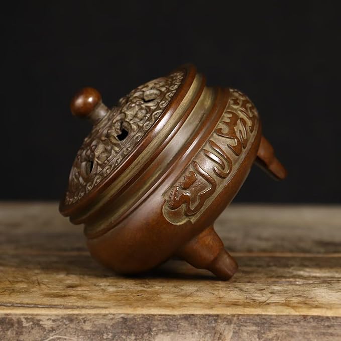 Brass Incense Burner Chinese Traditional Incense Burner Kit Zen Copper Incense Burner Office Home Yoga Room Sandalwood Burner Decoration Censer