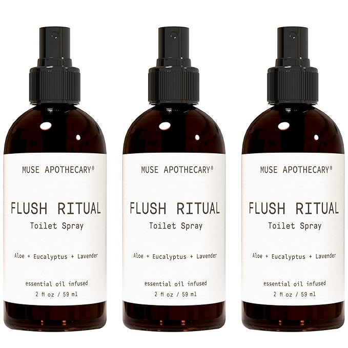 Muse Apothecary Flush Ritual - Aromatic & Refreshing Toilet Spray, Use Before You Go, 2 oz, Infused with Natural Essential Oils - Aloe + Eucalyptus + Lavender, Pack of 3