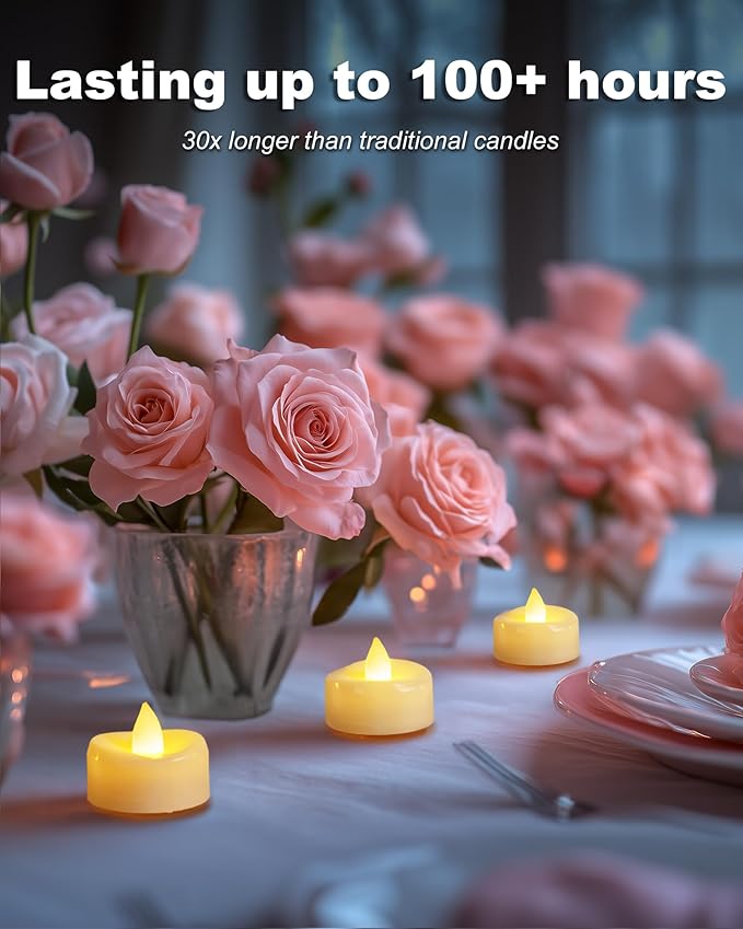 5plots Flameless Candles, 150Pcs Tea Lights Candles Battery Operated, Flameless Tealight Candles, Electric Tea Lights Votive Candles - Ivory - 1.5" x 1.25"- No Flicker