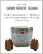 Hem Backflow Incense Cones for Waterfall (3 Types, 120 Cones) - Palo Santo, White Sage & Sandalwood | Strong Heavenly Scent With Thick White Fountain