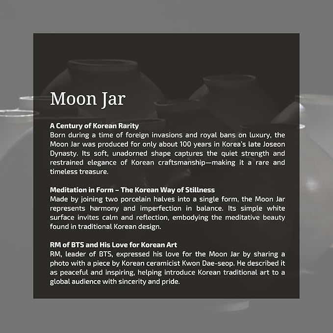 Moon Jar Incense Holder Set – Korean Home Decor with Upcycled Oyster Shell Stand, Aesthetic Tabletop Gift, Ceramic Art Figurine for Room Decoration