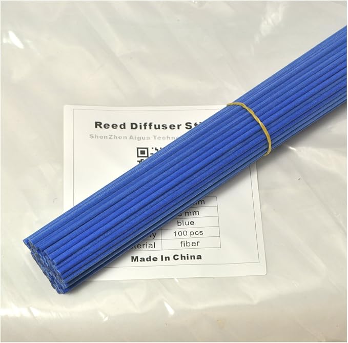100 Pieces Fiber Reed Diffuser Replacement Refill Sticks (10" x 3mm, Blue)