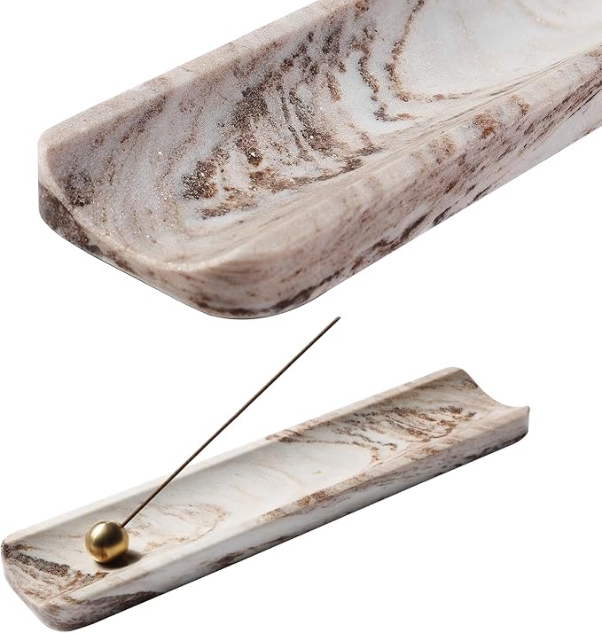 Koville Italian Natural Marble Incense Holder, Incense Holders for Sticks, Incense Burner Holder, Ideal for Meditation and Relaxing, Easy to Clean(Palissandro Classico)