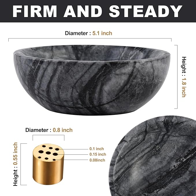 Koville Natural Marble Incense Holder, Incense Holders for Sticks, Sturdy Incense Burner Ash Catcher, Ideal for Meditation, Relaxing, Easy to Clean(Wooden Black)