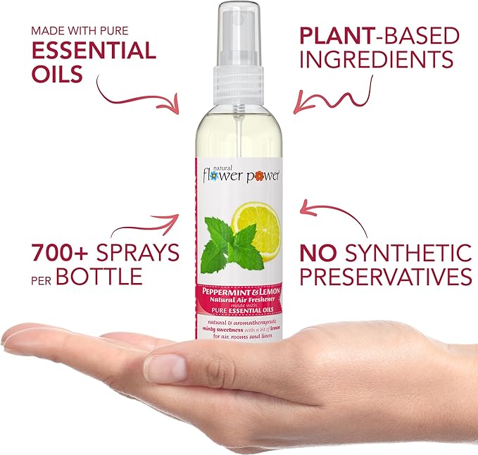 Air Freshener Spray - Odor Eliminator w/Essential Oils - Home, Car & Fabric - Cruelty Free & Vegan - Variety Pack - Citrus & Spice and Peppermint & Lemon - 2 x 4 fl oz