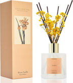 Cocorrína Reed Diffuser - Warm Vanilla Scented Diffuser with 8 Sticks Home Fragrance Reed Diffuser for Bathroom Shelf Decor