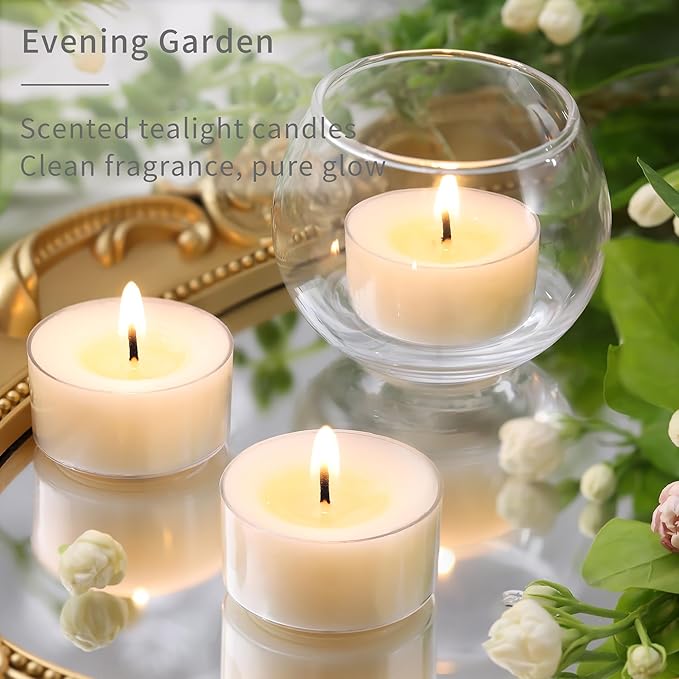 Blossom Jasmine Scented Tea Lights Candles 12 Pack, 4-5 Hours Natural Palm Tea Candles Bulk for Home Scented, Small Tealight Votives for Home Aromatherapy, Baby Shower Favors