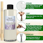 Urban Naturals Reed Diffuser Oil Refill Lavender Fields with Geranium, Clary Sage, Soft Florals 8 oz + Free Reed Sticks, Made in The USA