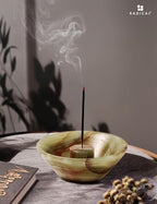 Radicaln Marble Incense Holder 5.5" Inches Green Handmade Palo Santo Stick for Home Décor, Modern Incense Holder for Sticks, Citronella incenses Stick for Room & Office Aromatherapy