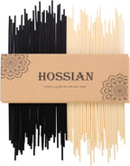 HOSSIAN Reed Diffuser Sticks - Reed diffusers-Reed Sticks -Diffuser Glass Bottles-Diffuser Refills- Natural Rattan Wood Replacement for Aroma Fragrance (7.87" *3.5mm Black and Beige)