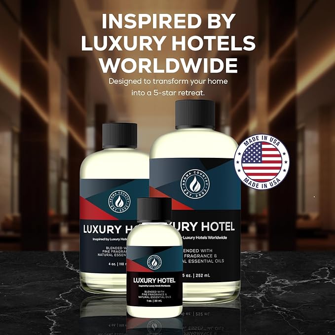 Aroma Country Luxury Hotel Diffuser Oil - Luxury Hotel Scent for Diffuser & Air Fresheners - Essential Oil Diffuser Refill, Home Fragrance Collection with Gardenia & Amber (8.5 Fl. Oz)