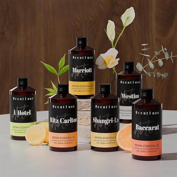 Hotel Diffuser Oil & Aroma Essential Oil Blend Luxury 1 Hotel Inspired Aromatherapy with Jasmine, Pink Pepper, Pineapple, Cedar & Amber for Ultrasonic Diffusers & Nebulizers - 8.45 fl oz, 250 mL