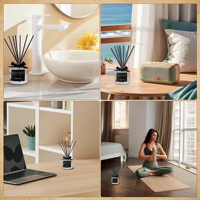 130Pcs Reed Aromatherapy Sticks - 10 Inch Black Fiber Reed Sticks, Aromatherapy Stick Refills for Home and Office - Reed Essential Oil Sticks for Aromatherapy Diffusers