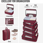 Veken 10 Set Packing Cubes for Travel Essential, Suitcase Organizer Bags in 4 Sizes, Carry-On Luggage Accessories with Large Laundry & Hanging Toiletry Bag, Must-Have for Airplane, Road Trip & Camping