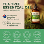 KUKKA Tea Tree Essential Oils - 4 Fl Oz - for Hair, Skin, Diffuser, Aromatherapy & DIY Soap Making Scent