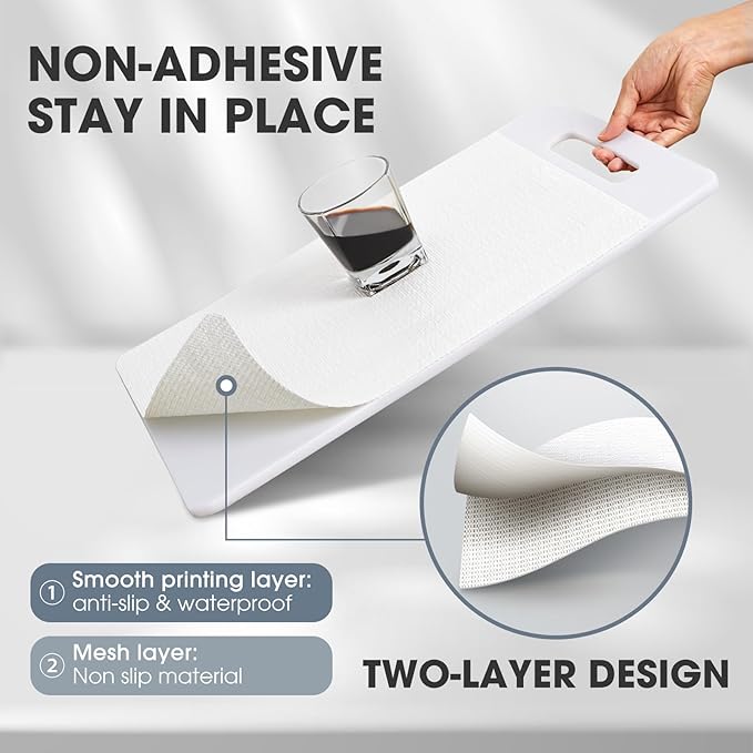 Shelf and Drawer Liner, Kitchen Cabinet Liners Non-Adhesive Non-Slip Waterproof Washable Mats, Protect Dresser Shelves, White, 18 in X 30 FT