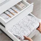 Drawer and Shelf Liner, Non-Slip Kitchen Cabinet Liners Non-Adhesive Thick Strong Grip Waterproof Washable Mats Protect Dresser Shelves Cupboard Bathroom Cabinets, White Marble, 12 in X 10 FT
