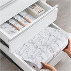 Drawer and Shelf Liner, Non-Slip Kitchen Cabinet Liners Non-Adhesive Thick Strong Grip Waterproof Washable Mats Protect Dresser Shelves Cupboard Bathroom Cabinets, White Marble, 18 in X 30 FT