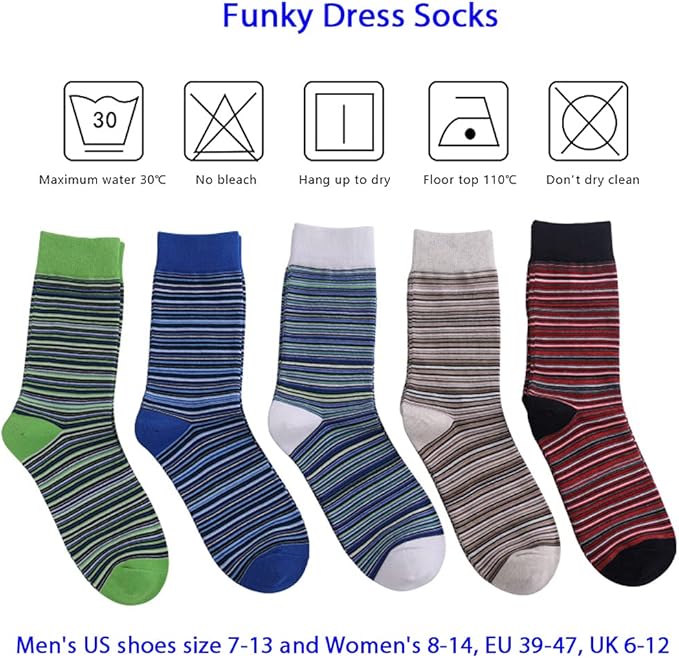 DRASEX Men's Dress Socks Funky Colorful Pattern Cotton Novelty Casual Crew Socks