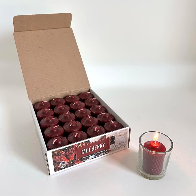 Scented Votive Candles - 15 Hour Burn Time - Candles for All Decorations - for Wedding, Birthday, Holiday & Home Decoration - Made in The USA, Case of 120, Mulberry