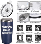 Father's Day Gift for Dad from Daughter - 20oz Coffee Mug - Best Bonus Dad Birthday Gifts for Father, Husband - Christmas Ideas Drinking Cup Tumbler, Navy Blue