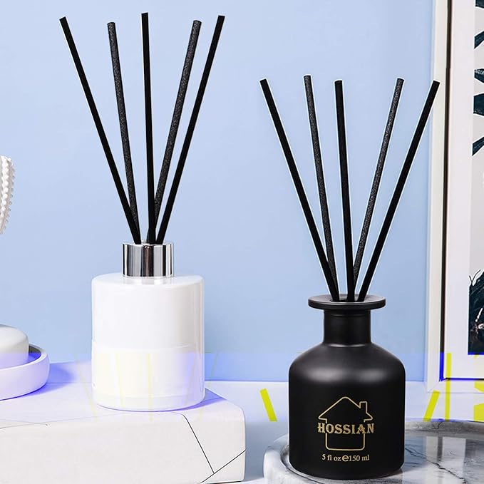 HOSSIAN 70 Pieces Fiber Reed Diffuser Replacement Refill Sticks, Diffuser Refills, Spa, Aromatherapy (12" x 3mm, Black)
