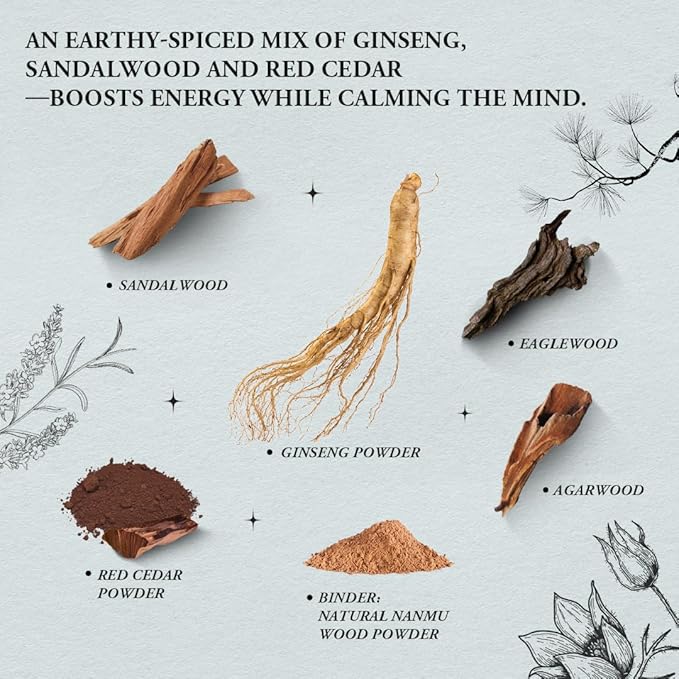 Energize & Focus - Innergy Ginseng Incense Sticks, Natural Herbal Blend for Focus and Energy, 55 Min Burn